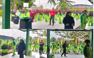 Senam Bersama Awali Jumat di MTsN Negeri Tarakan Pasca Kabut Asap